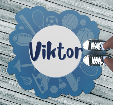 Jucător sport cu covor de vinil personalizat cu nume - TenStickers