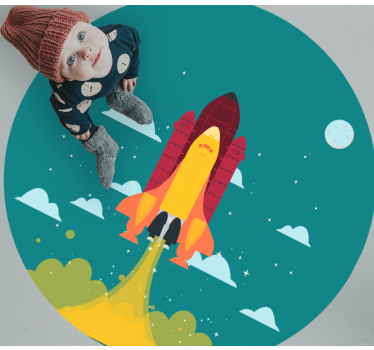 Lansarea unei rachete de desene animate pe covorul stelelor spați - TenStickers