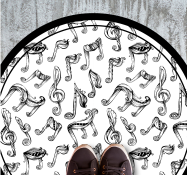 Notă muzicală desenată manual cu model circular - TenStickers