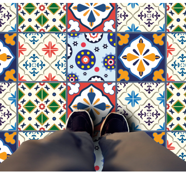 Pardoseală de bucătărie în stil portughez colorat - TenStickers