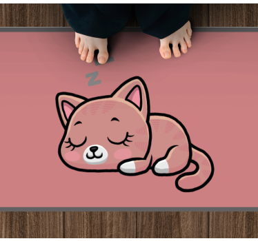 Pisică drăguță dormind covor de animale de desene animate - TenStickers