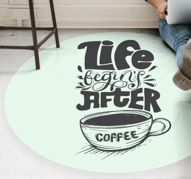 Siluetă ceașcă de cafea cu covoare contemporane cu litere - TenStickers