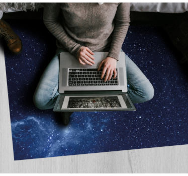Spațiu și stele cu covor de living cu linie albă - TenStickers