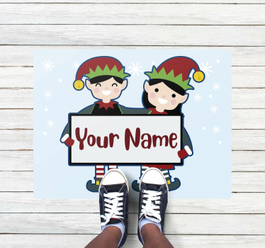 Spiriduși de crăciun personalizați cu covor cu nume de crăciun - TenStickers