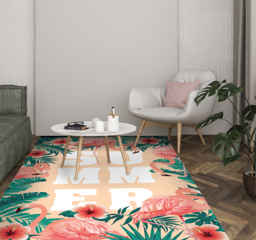 Text de vară flamingo flori covoare personalizate - TenStickers