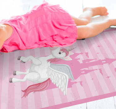 Unicorn cu covor de vinil pentru copii prințesă castel - TenStickers