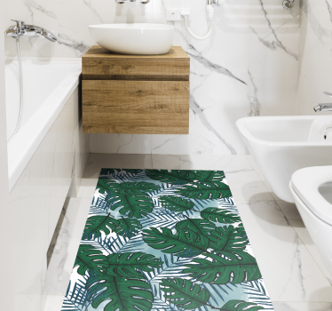 Verde monstera albastru frunze covor natură - TenStickers