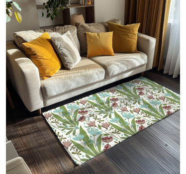 Covor vinil flori și plante floral Botanical Pattern - TenStickers