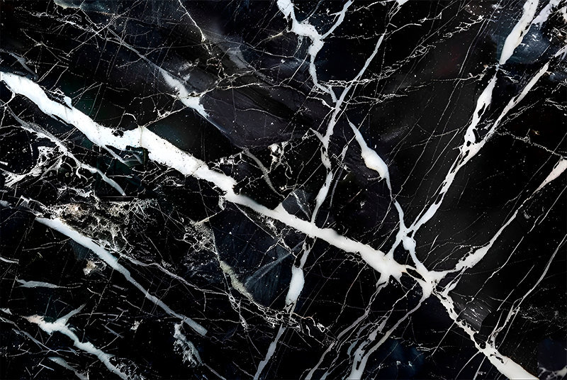 Covor vinil negru marmura nuante albe - TenStickers