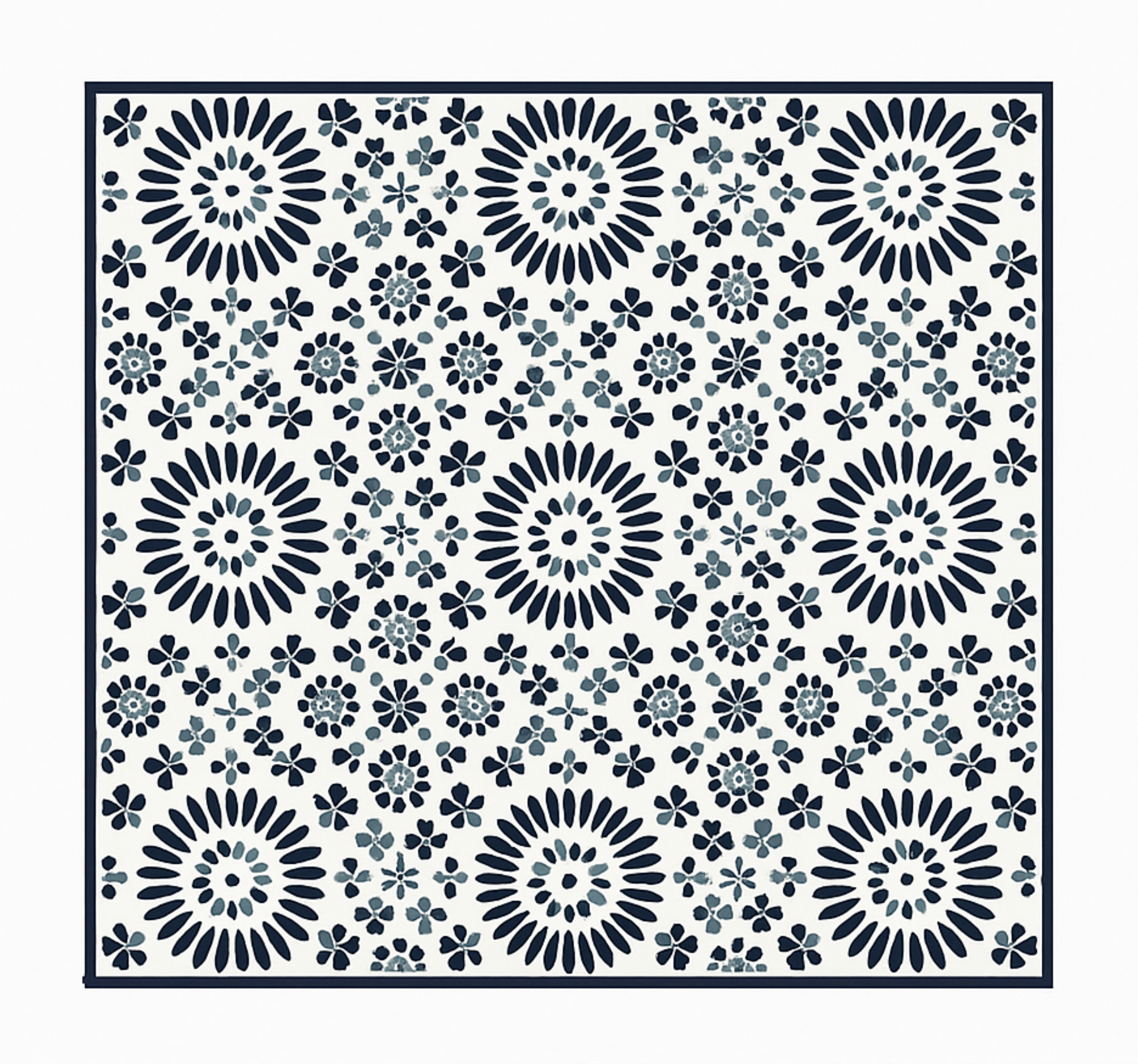 Covor vinil albastru model floral geometric - TenStickers