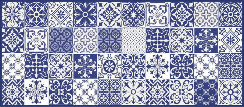 Covor de vinil pentru bucătărie colaj porțelan cobalt - TenStickers