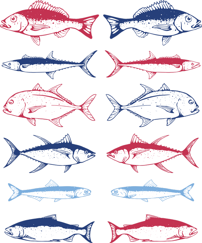 Covor vinil animal cu pești desenati manual - TenStickers