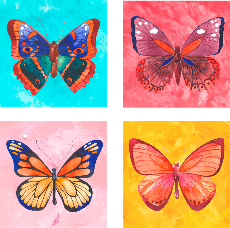 Covor vinil animal plăci cu fluturi multicolori - TenStickers