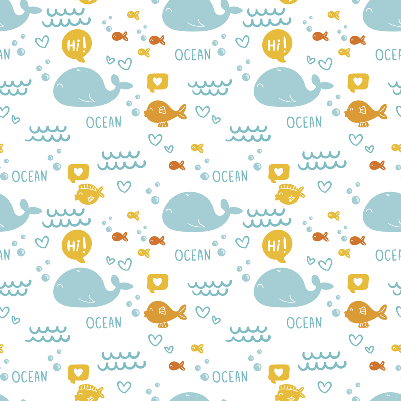 Covor vinil animal mobilier ocean colorat și vesel - TenStickers