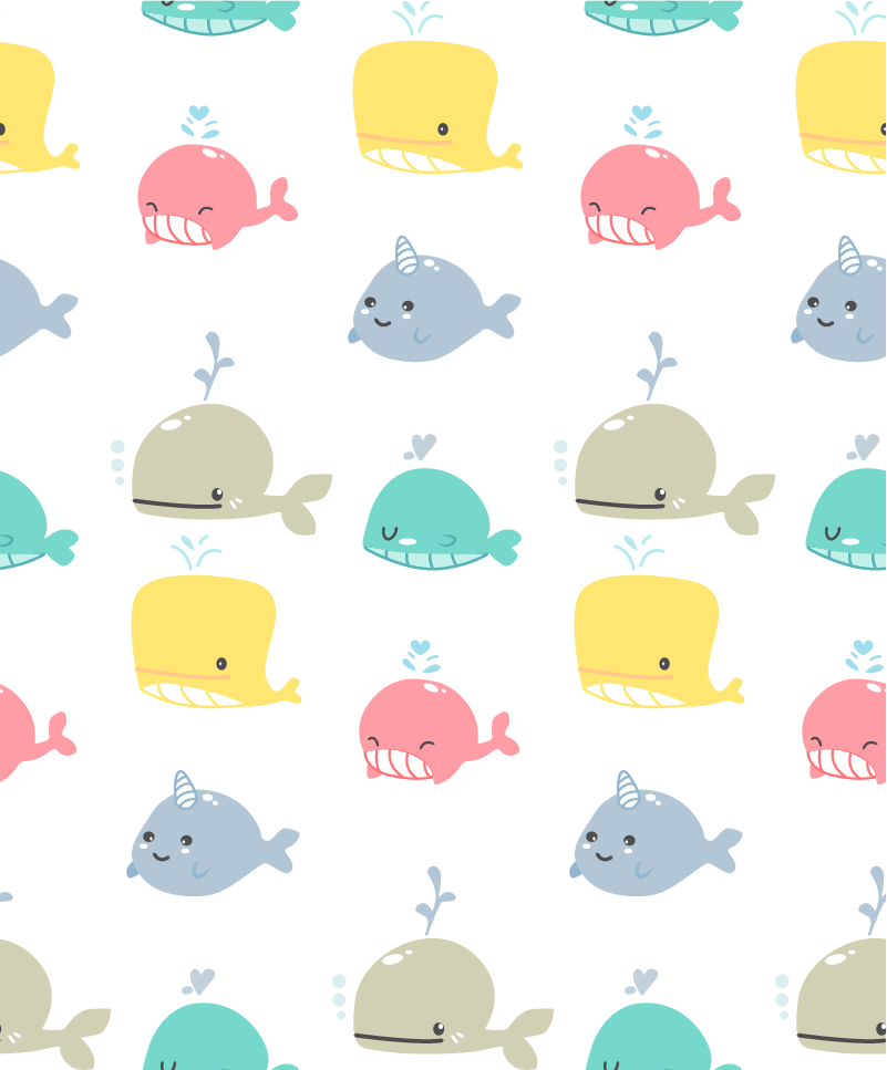 Covor vinil animal balene colorate pentru copii - TenStickers