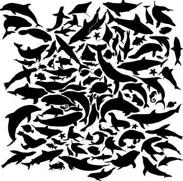 Covor vinil animal animale negre marine - TenStickers