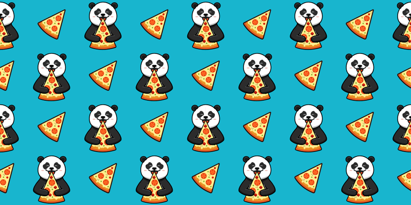 Covor vinil animal panda mâncând pizza - TenStickers