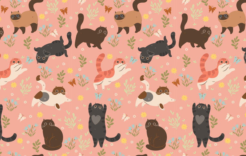 Covor vinil animal model fără cusături pisici - TenStickers