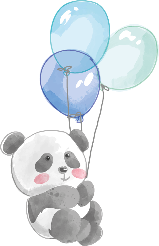 Covor vinil animal cu bebeluș care ține trei baloane - TenStickers