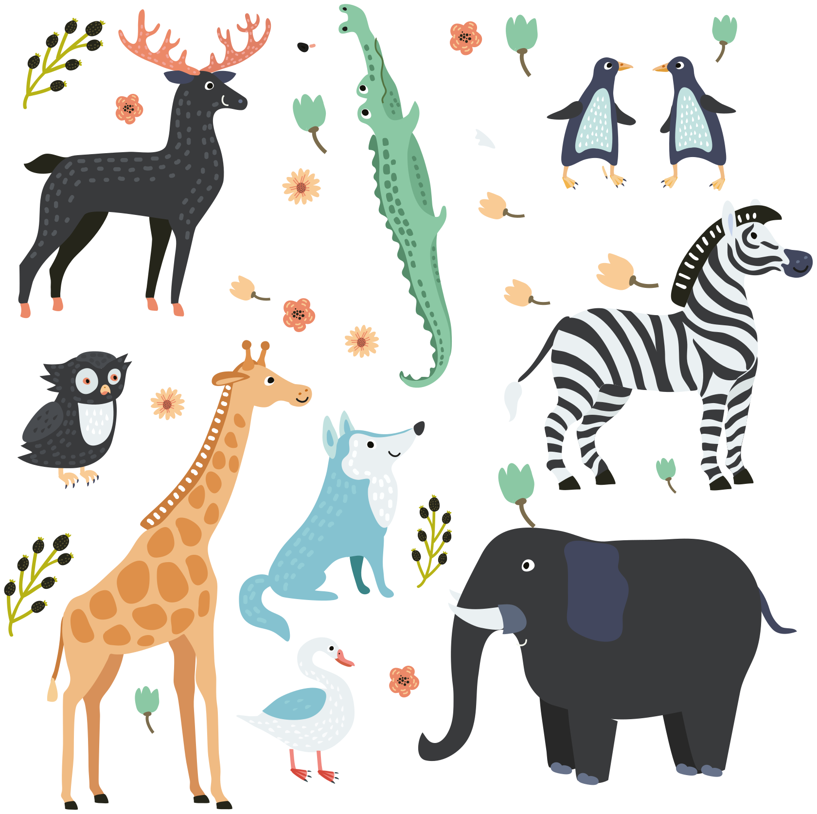 Covor vinil animal animale fericite în parc - TenStickers