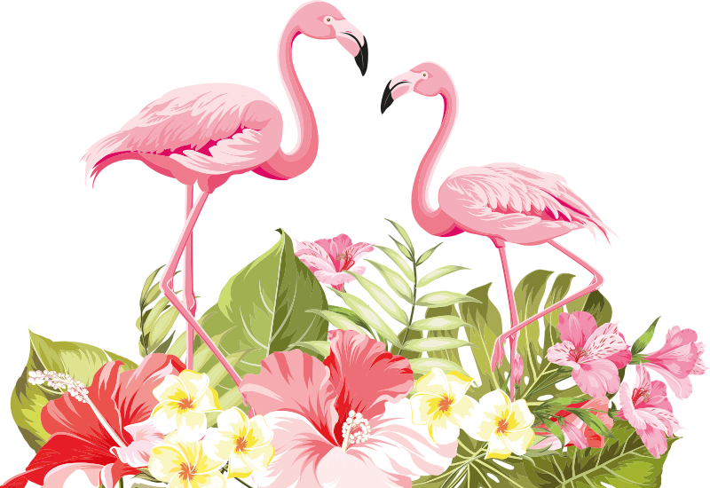 Covor vinil animal floare tropicală flamingo - TenStickers