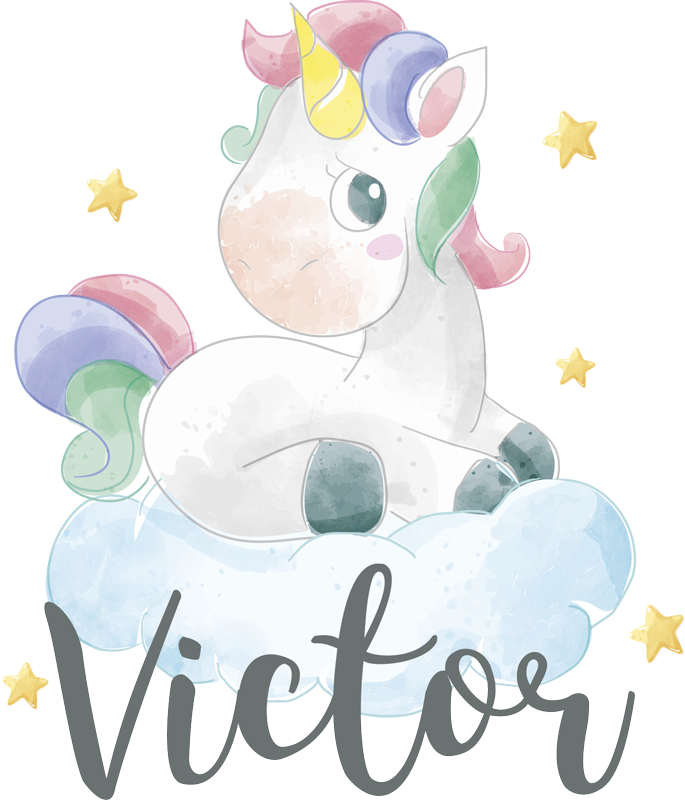 Covor vinil animal unicorn acoperit de nori - TenStickers
