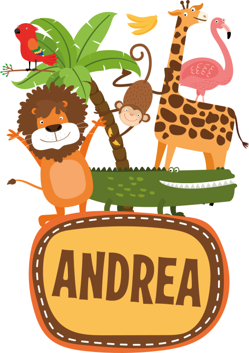 Covor vinil animal animale de junglă cu nume - TenStickers