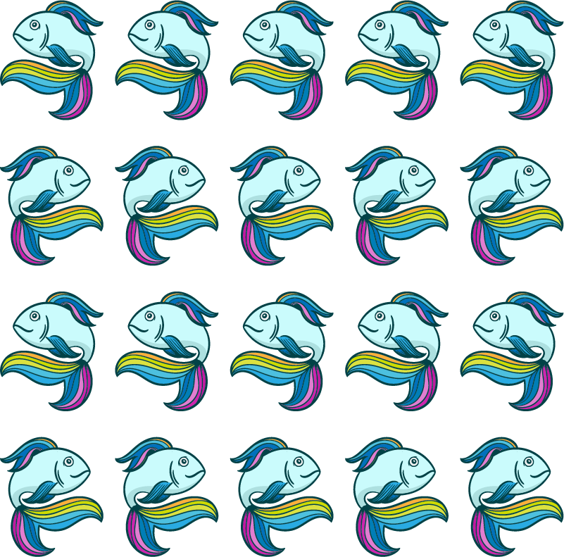 Covor vinil animal pește neon albastru - TenStickers