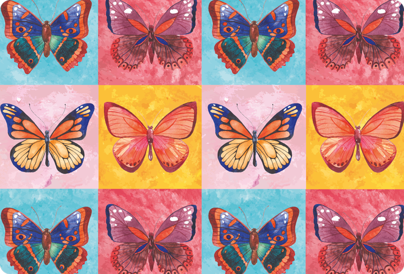 Covor vinil animal fluturi multicolori - TenStickers
