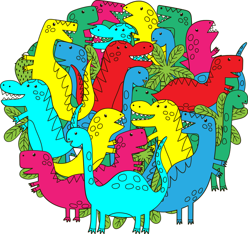 Covor vinil animal dinozaur colorat rotund pentru copii - TenStickers