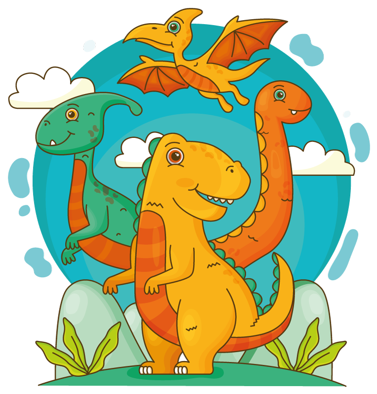 Covor vinil animal dinozauri în junglă - TenStickers