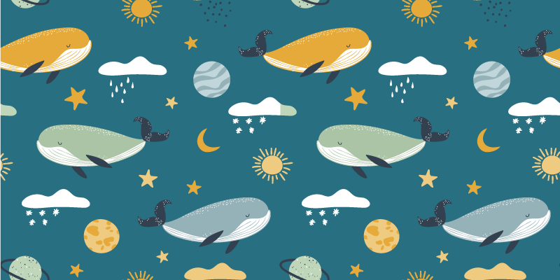 Covor vinil animal cu model trendy de balene - TenStickers