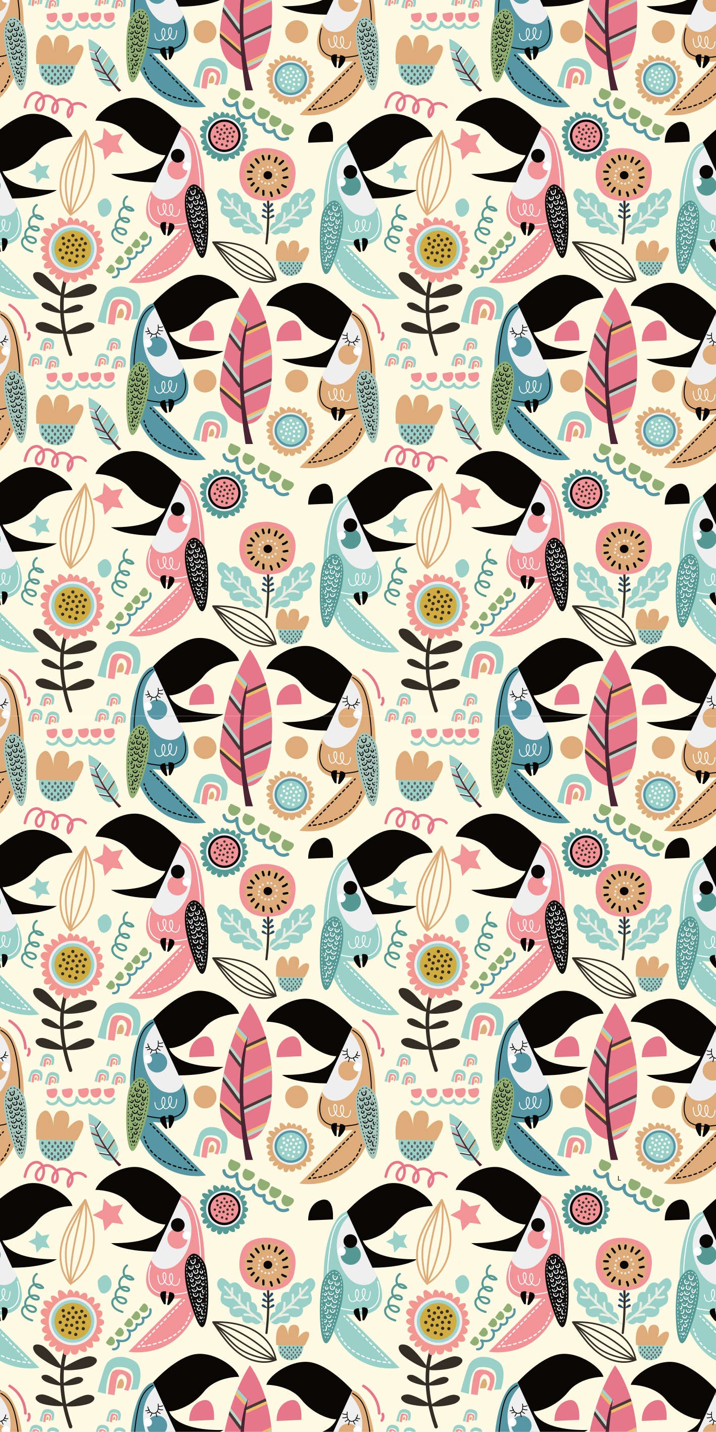 Covor vinil animal frunze pastel nordice albastre - TenStickers