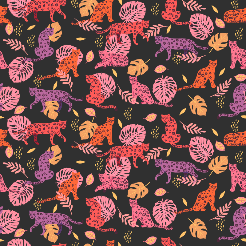 Covor vinil animal stil tropical și leopard - TenStickers