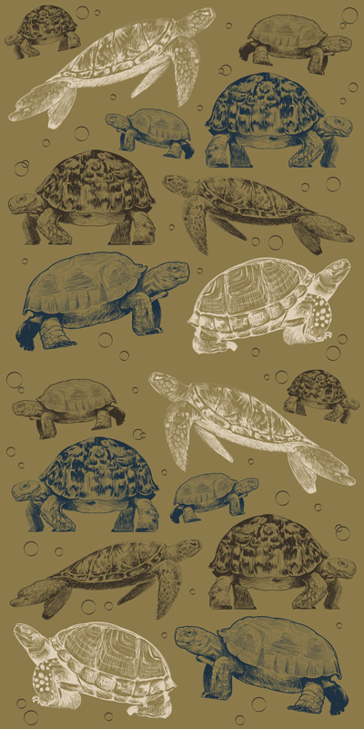 Covor vinil animal cu broaște țestoase pe fundal bej - TenStickers
