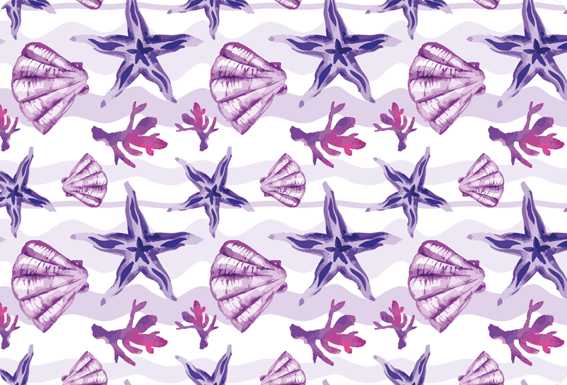 Covor vinil animal scoică mov și stea de mare - TenStickers