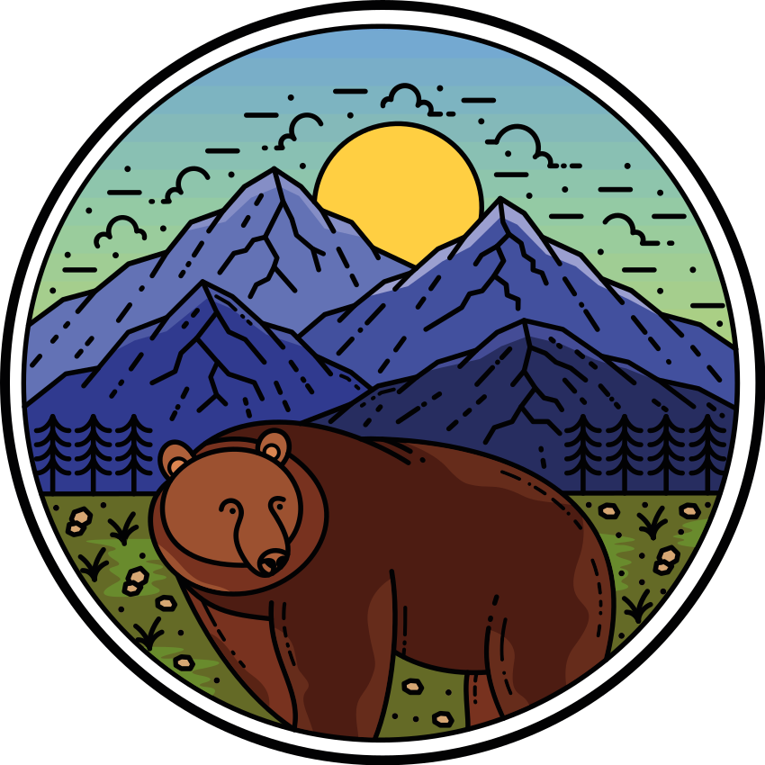 Covor vinil animal munte cu urs rotund - TenStickers