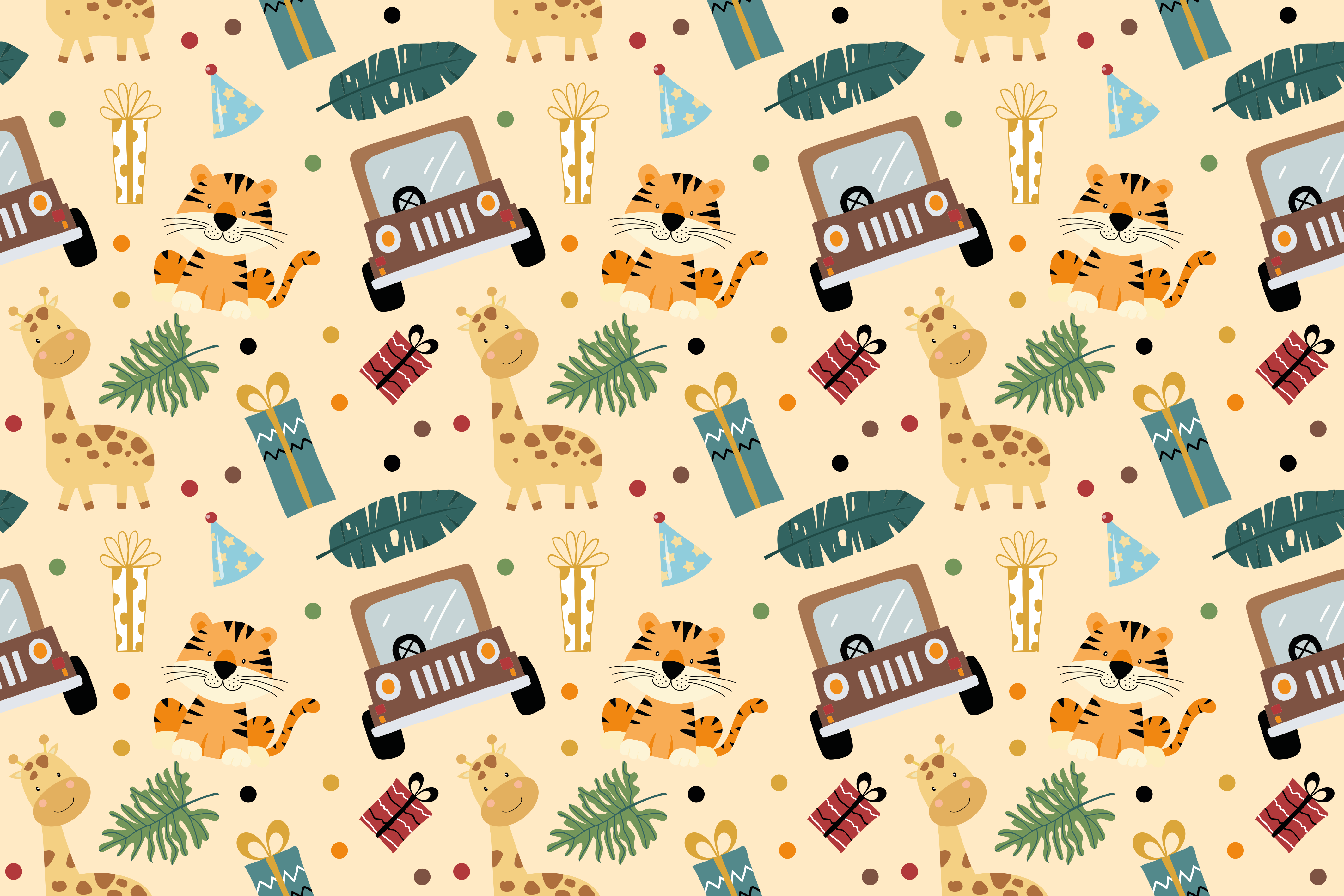 Covor vinil animal safari cu mașinuțe - TenStickers