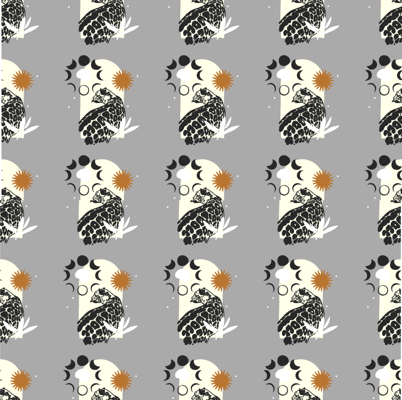 Covor vinil animal model leopard negru sub lună - TenStickers