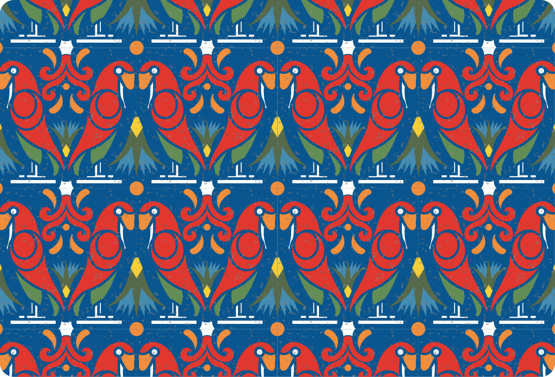 Covor vinil animal design floral pe fundal albastru - TenStickers