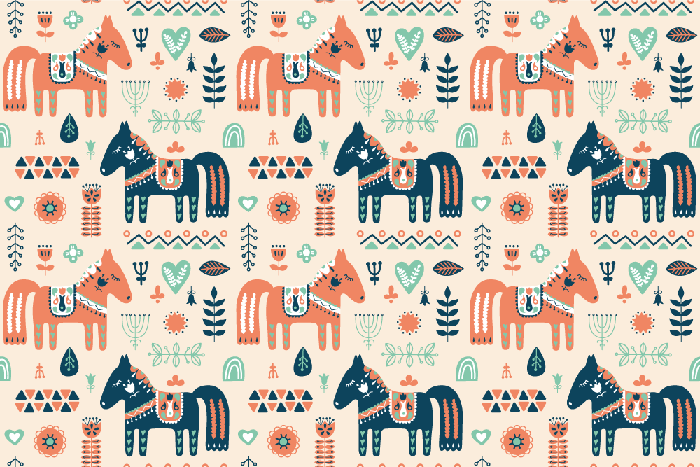 Covor vinil animal frunze nordice pe fundal bej - TenStickers