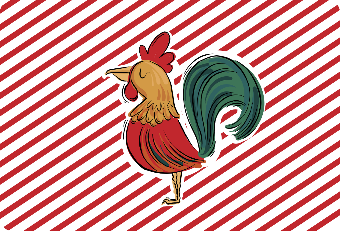 Covor vinil animal design original cu cocoș colorat - TenStickers