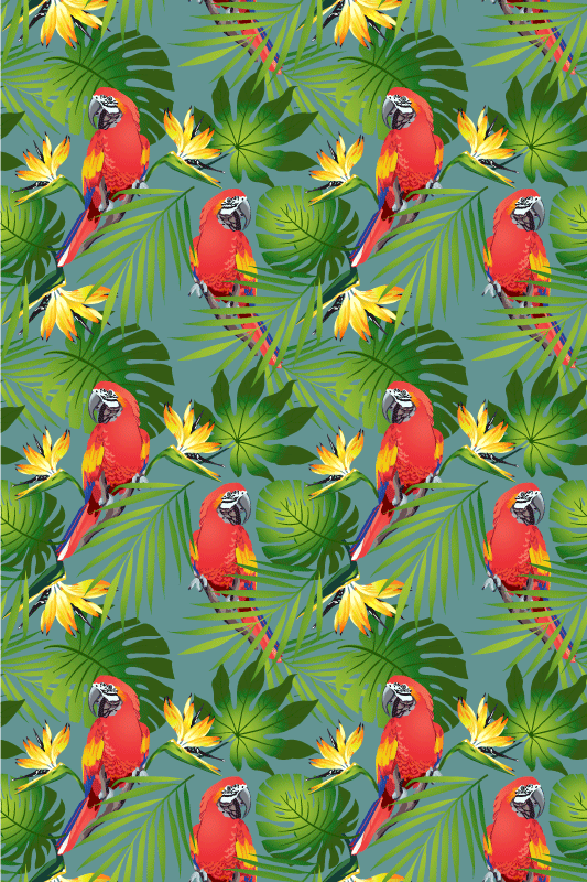 Covor vinil animal papagali colorați pe fundal albastru - TenStickers