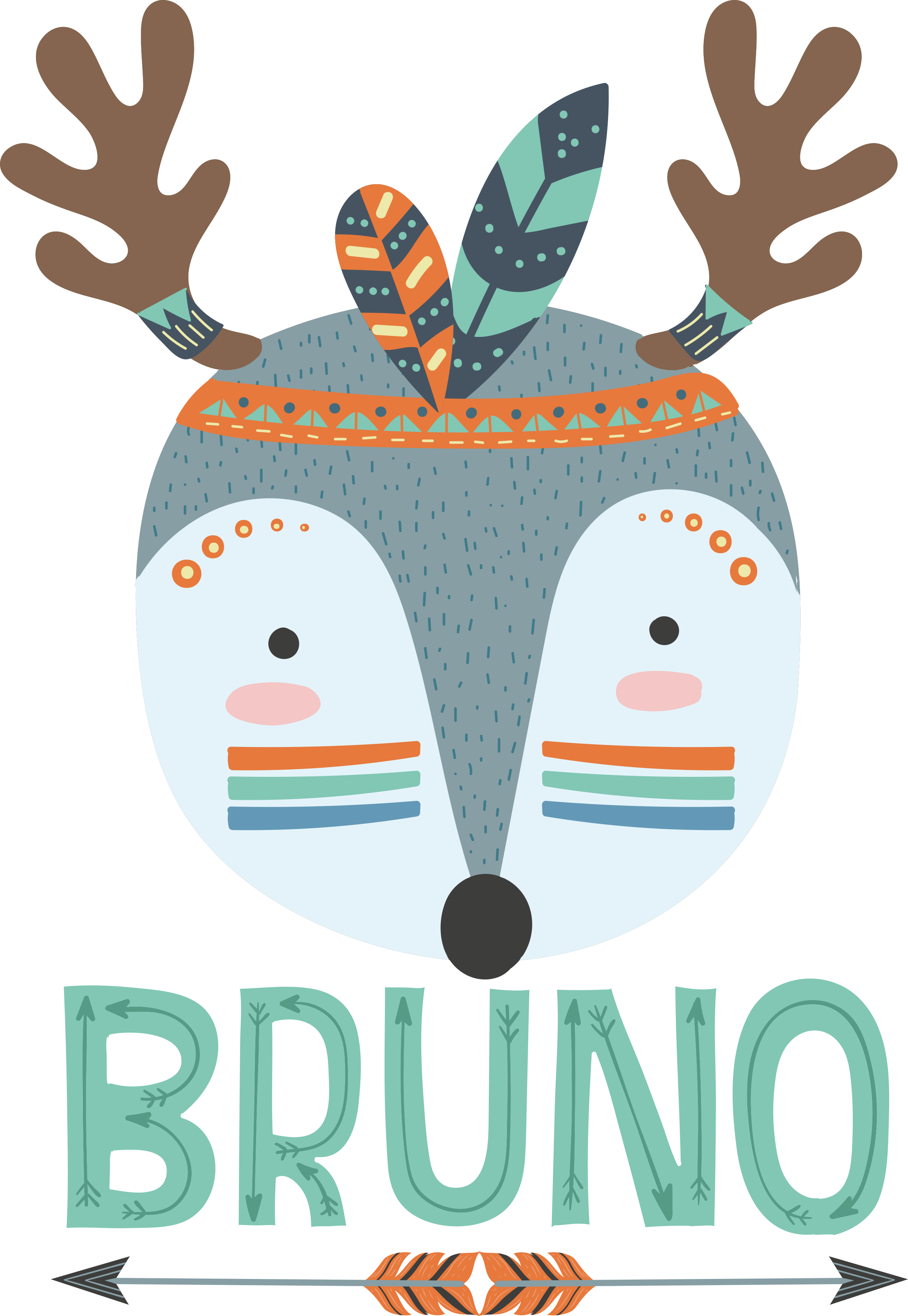 Covor vinil animal cerb nordic cu nume - TenStickers