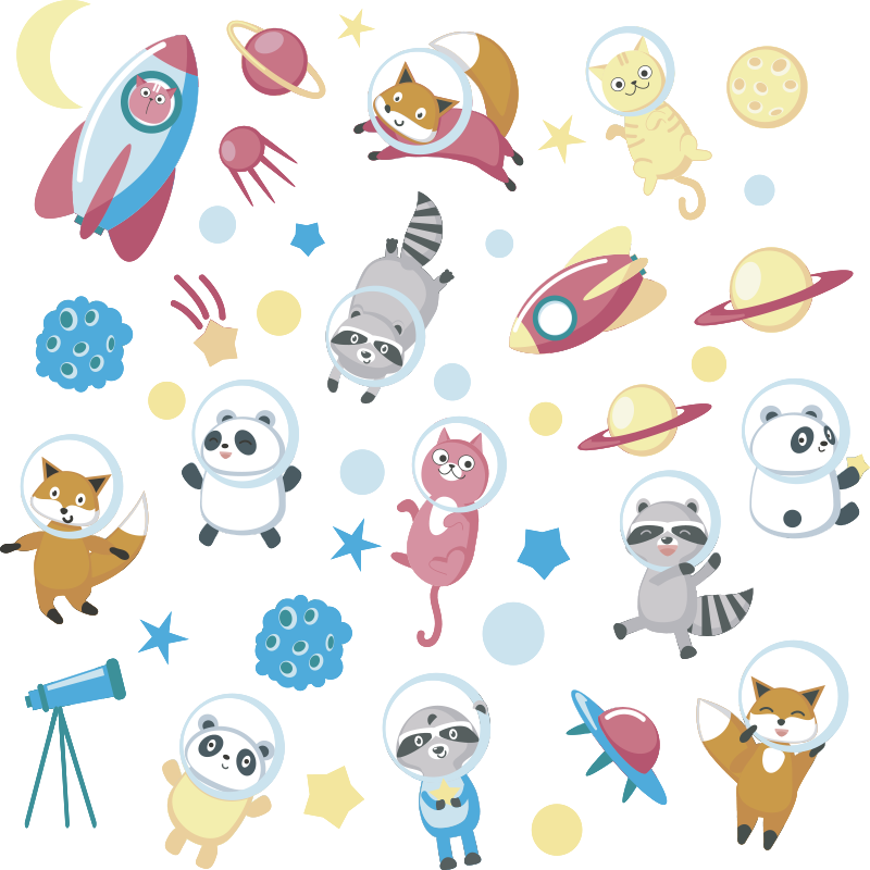 Covor vinil animal astronauți drăguți - TenStickers