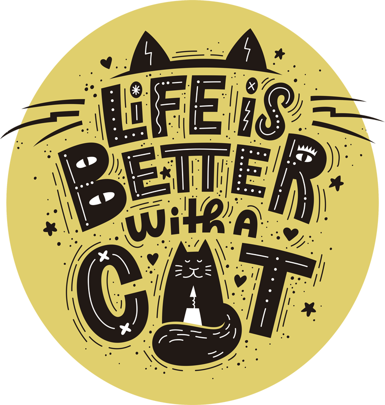 Covor vinil animal viața e mai frumoasă cu pisici - TenStickers
