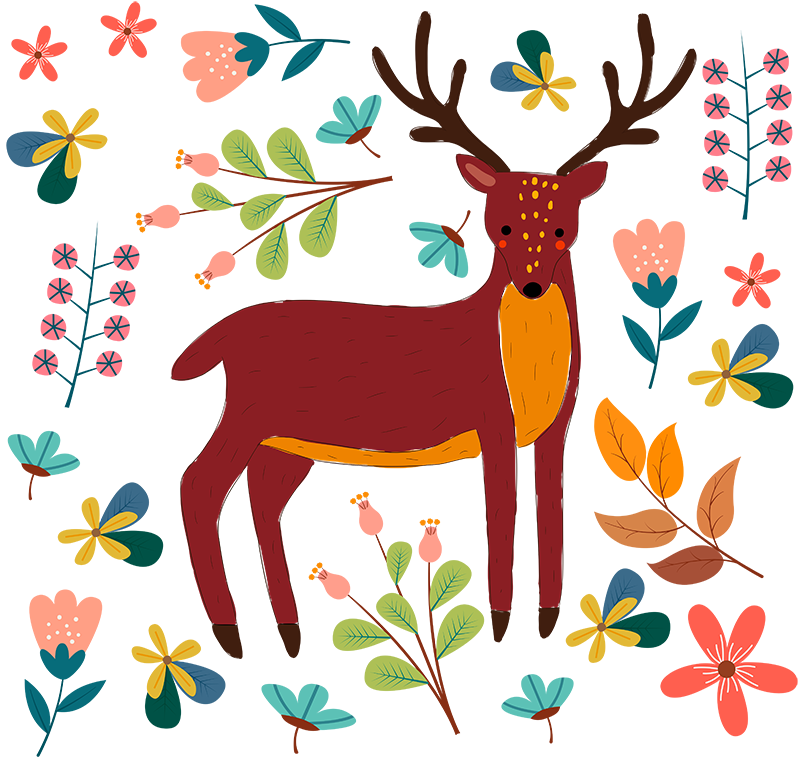 Covor vinil animal ilustrație ciudată cu cerb - TenStickers