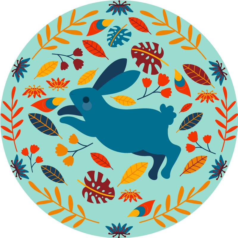 Covor vinil animal ilustrație iepure jucăuș - TenStickers