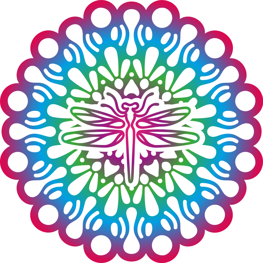Covor vinil animal mandala cu libelule colorate - TenStickers