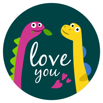 Covor vinil animal dragoste de dinozaur drăguț - TenStickers